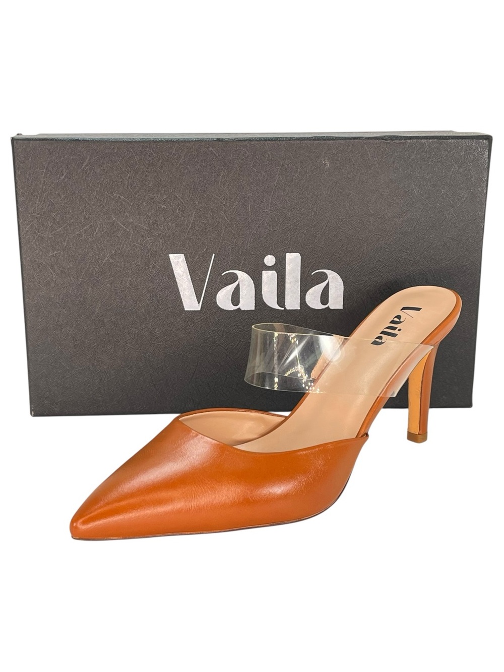 Vaila Valencia Tan Faux Leather Womens Heels Size 9M - Picture 10 of 10